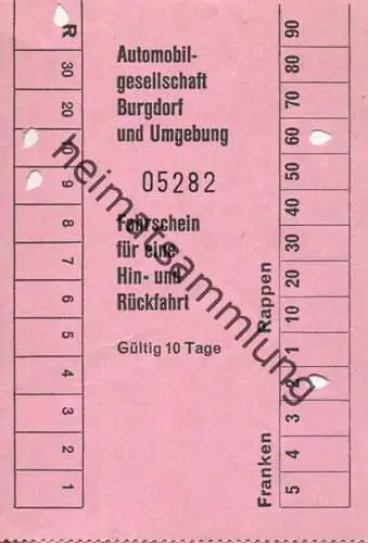 Schweiz - Automobilgesellschaft Burgdorf und Umgebung - Fahrschein