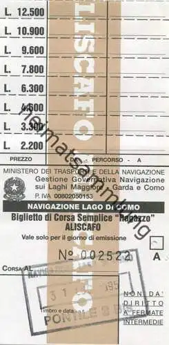 Italien - Lago di Como - Fahrschein 1995