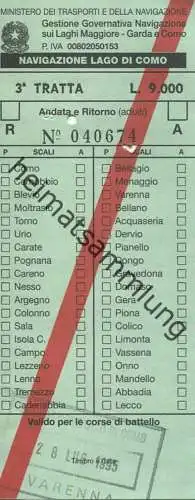Italien - Lago di Como - Fahrschein 1995 -  3a Tratta L. 9.000