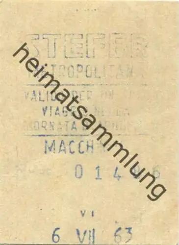 Italien - Stefer - Metropolitana - Fahrschein 1963