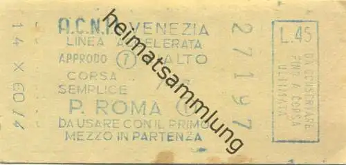 Italien - A.C.N.I.L. - Venezia - Rialto P. Roma - Fahrschein 1960 L.45