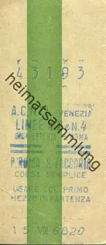 Italien - A.C.N.I.L. - Venezia - Linea N. 2e N. 4 - Fahrschein 1968