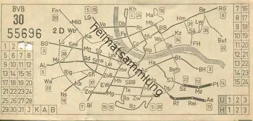 Schweiz - Basel - Basler Verkehrs-Betriebe BVB - Billet - Fahrschein 30