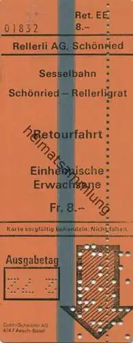 Schweiz - Rellerli AG Schönried - Sesselbahn Schönried Rellerligrat - Retourfahrt - Fahrkarte Einheimische Erwachsene Fr