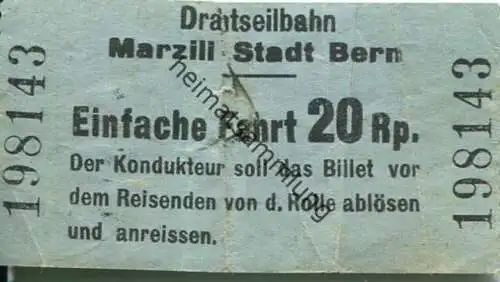 Schweiz - Drahtseilbahn Marzili Stadt Bern - Fahrschein 20Rp.
