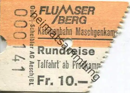 Schweiz - Flumserberg - Kabinenbahn - Rundreise - Fahrkarte Fr. 10.-