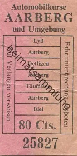 Schweiz - Automobilkurse Aarberg und Umgebung - Fahrschein 80Cts.