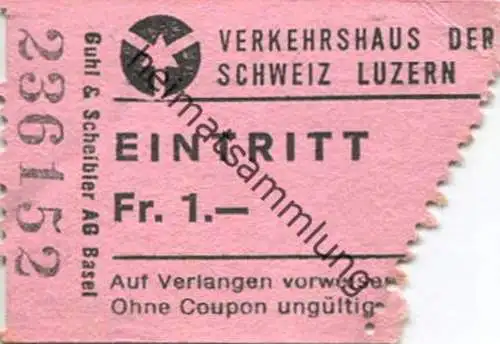 Schweiz - Verkehrshaus der Schweiz Luzern - Eintrittskarte