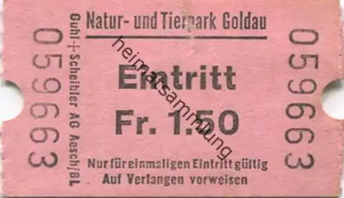 Schweiz - Natur-Tierpark Goldau - Eintrittskarte