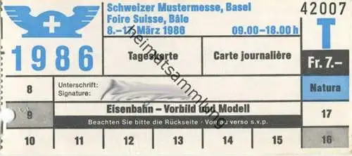 Schweiz - Schweizer Mustermesse Basel 1986 - Tageskarte