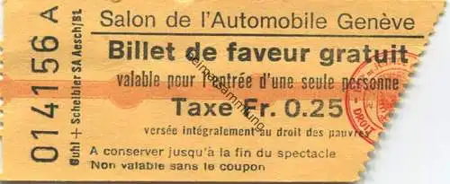 Schweiz - Salon de l'Automobile Geneve - Billet de faveur gratuit