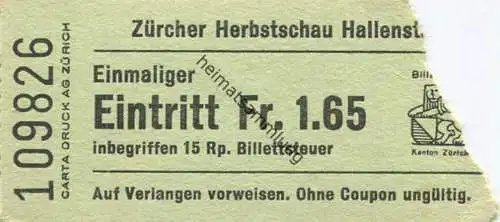 Schweiz - Zürcher Herbstschau - Hallenstadion - Eintrittskarte