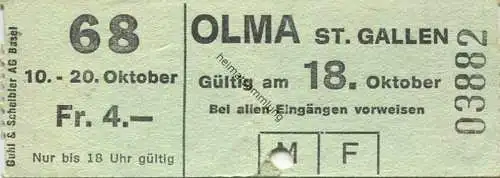 Schweiz - Olma - St. Gallen - 1968 - Eintrittskarte