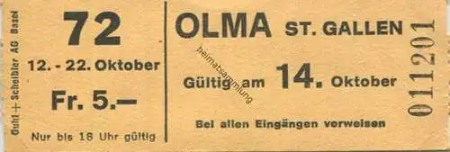 Schweiz - Olma - St. Gallen - 1972 - Eintrittskarte