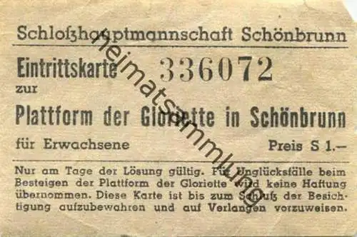 Österreich - Eintrittskarte zur Plattform der Gloriette in Schönbrunn