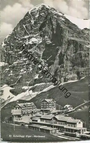 Kleine Scheidegg - Station - Eiger Nordwand - Foto-Ansichtskarte 50er Jahre