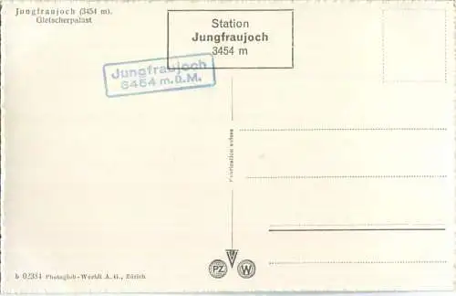 Jungfraujoch - Gletscherpalast - Foto-Ansichtskarte 50er Jahre