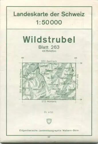 Schweiz - Landeskarte der Schweiz 1:50 000 - Wildstrubel Blatt 263 - Eidgenössische Landestopographie Wabern-Bern 1967 -