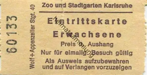 Deutschland - Zoo und Stadtgarten Karlsruhe - Eintrittskarte