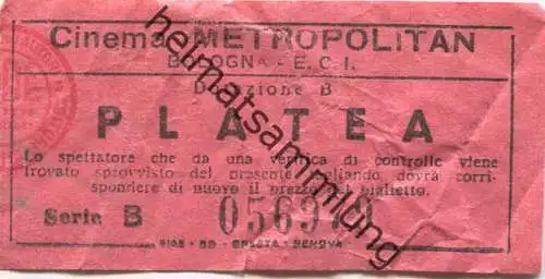 Italien - Cinema Metropolitan Bologna - Kinokarte