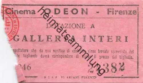 Italien - Cinema Odeon Firenze - Kinokarte