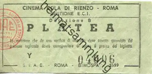 Italien - Cinema Cola di Rienzo Roma - Kinokarte