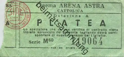 Italien - Cinema Arena Astra Cattolica - Kinokarte