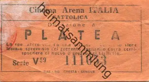 Italien - Cinema Arena Italia Cattolica - Kinokarte
