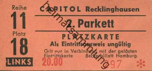 Deutschland - Capitol Recklinghausen - Platzkarte