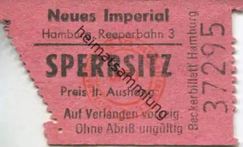 Deutschland - Neues Imperial Hamburg Reeperbahn 3 - Eintrittskarte