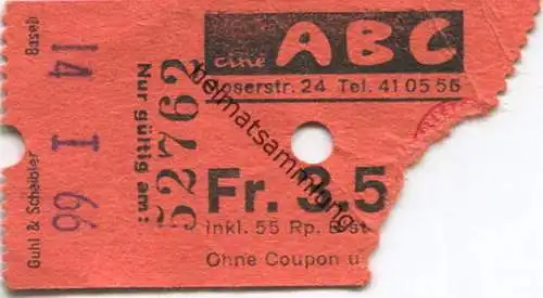 Schweiz - Cine ABC Bern Moserstrasse 24 - Kinokarte