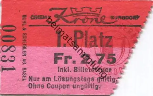 Schweiz - Burgdorf - Cinema Krone - Kinokarte