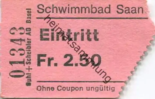 Schweiz - Schwimmbad Saanen - Eintrittskarte