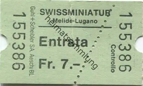 Schweiz - Swissminiatur - Melide-Lugano - Eintrittskarte