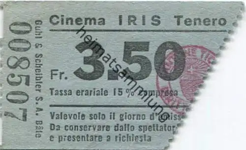 Schweiz - Cinema Iris Tenero - Kinokarte