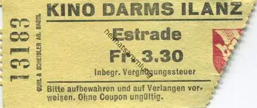 Schweiz - Ilanz - Kino Darms - Eintrittskarte Fr. 3.30
