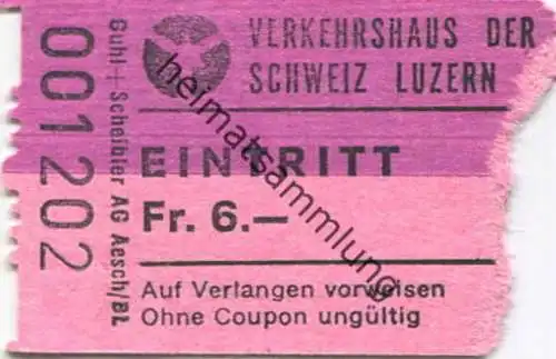 Schweiz -Verkehrshaus der Schweiz Luzern - Eintrittskarte