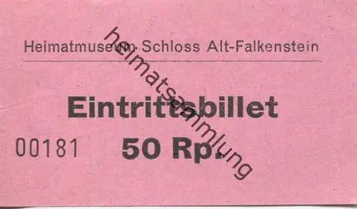 Schweiz - Heimatmuseum Schloss Alt-Falkenstein - Eintrittsbillet