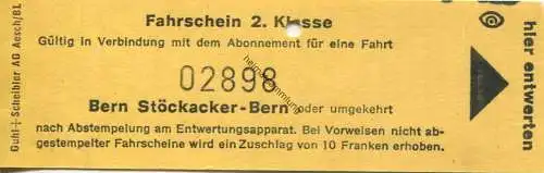 Schweiz -  Bern Stöckacker-Bern - Fahrschein 2. Klasse