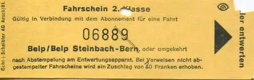 Schweiz -  Belp/Belp Steinbach-Bern - Fahrschein 2. Klasse