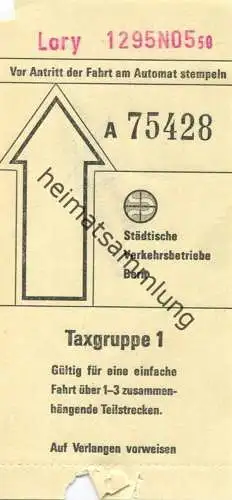 Schweiz -  SVB Städtische Verkehrsbetriebe Bern - Fahrkarte - rückseitig Stempel vom Kontrolldienst