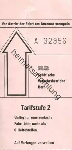 Schweiz -  SVB Städtische Verkehrsbetriebe Bern - Fahrkarte