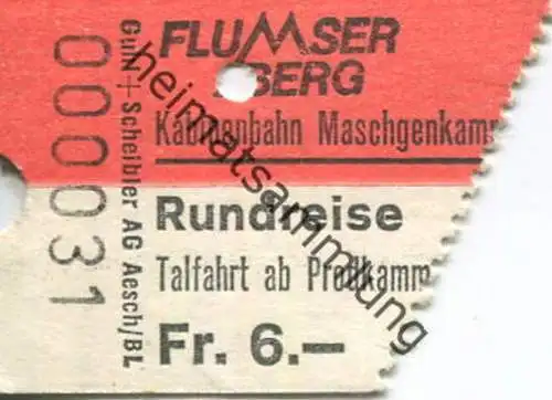 Schweiz -  Flumserberg - Kabinenbahn - Rundreise - Fahrschein