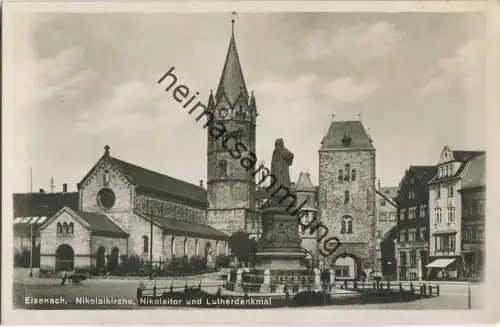 Eisenach - Nikolaikirche - Lutherdenkmal - Foto-Ansichtskarte