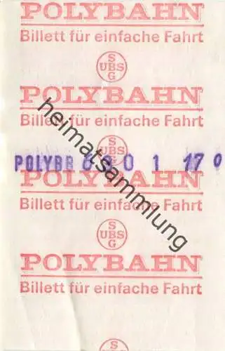 Schweiz -  Zürich - SBG Polybahn - Fahrschein