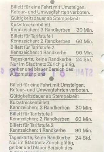 Schweiz -  Zürich - VBZ Züri-Linie - Fahrschein