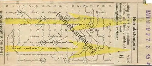 Schweiz - Verkehrsbetriebe der Stadt Zürich VBZ - Fahrschein