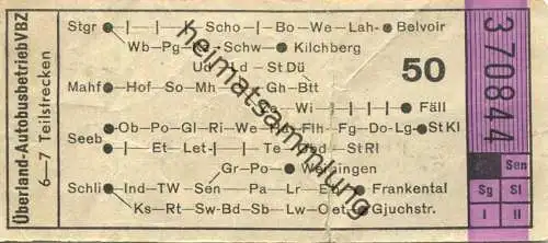Schweiz - Zürich - Überland-Autobusbetrieb VBZ - Fahrkarte