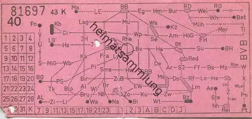 Schweiz - Basel - BVB - Basler Verkehrs-Betriebe - Billet - Fahrschein 40