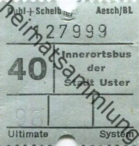 Schweiz - Innerortsbus der Stadt Uster - Fahrschein